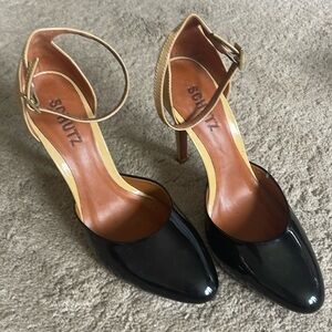 Schutz 2-tone patent leather heels with ankle strap